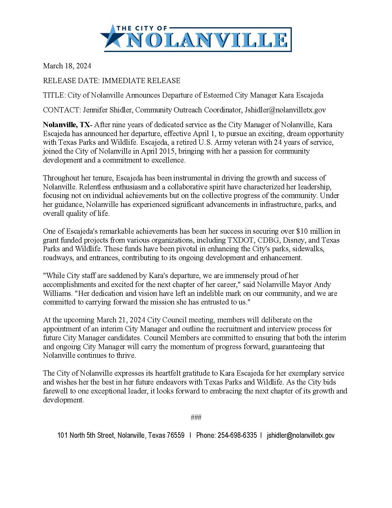 City of Nolanville, Texas